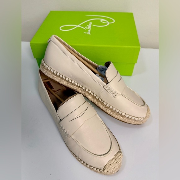 NWB Sam Edelman Kai espadrille cream off white flat leather loafer size 8 1/2 - Picture 1 of 8